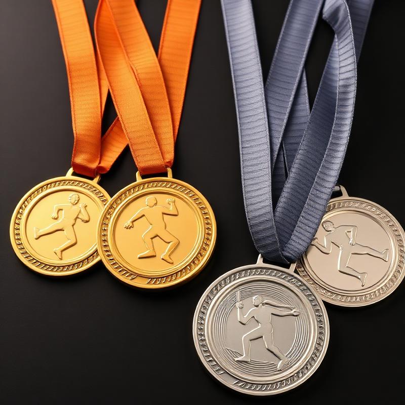 Medallas doradas y plateadas con cinta