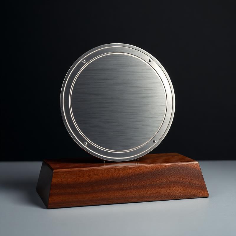 Placa metálica sobre base de madera